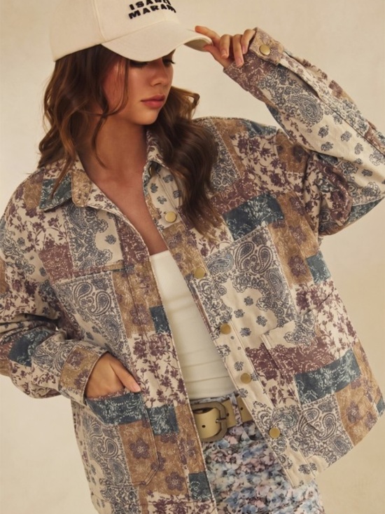 KAYS KLOSET Jackets & Blazers - F36–(ETA 9/4) 🤎 Neutral Multi Patchwork Jean Jacket with Buttons&Pockets 🧥